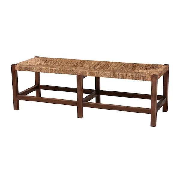 Bali & Pari Liza Bohemian Natural Seagrass and Wood Accent Bench 246-13682-ZORO - main